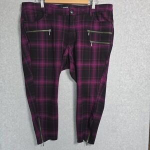 Torrid Size 18R Ponte Plaid Stretch Ankle Zip Pants Grunge Punk Goth Academia
